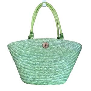 Cappelli Straworld Large Green Zip Top Straw Bag